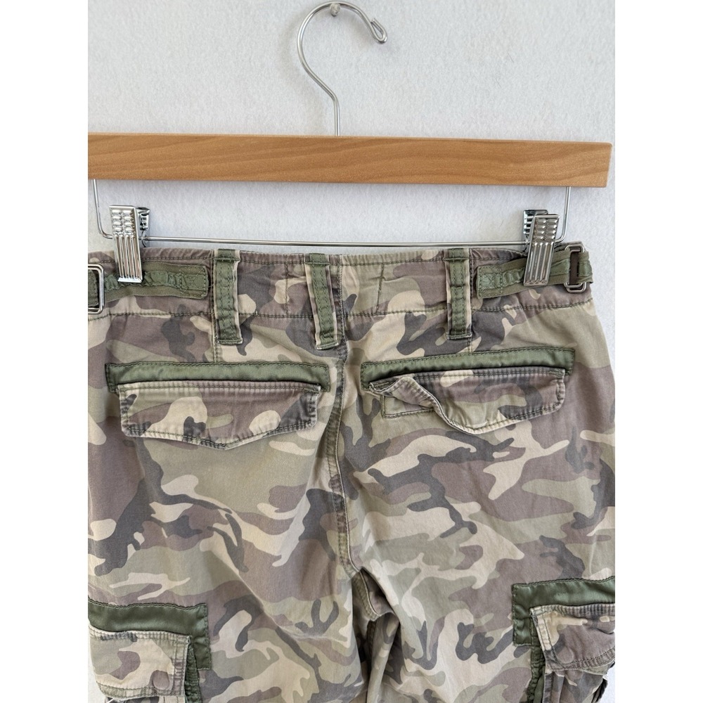 Vtg Abercrombie & Fitch Womens Camo Cargo Pants 0/25 Green Satin Paratrooper Y2K - Picture 4 of 7